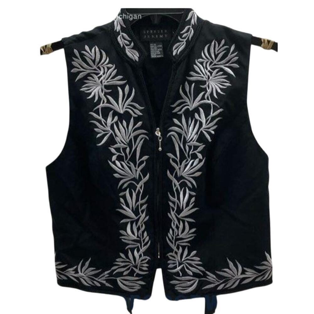 Vintage Silk Embroidered Vest – Spenser Jeremy Small New with tags - Picture 1 of 6